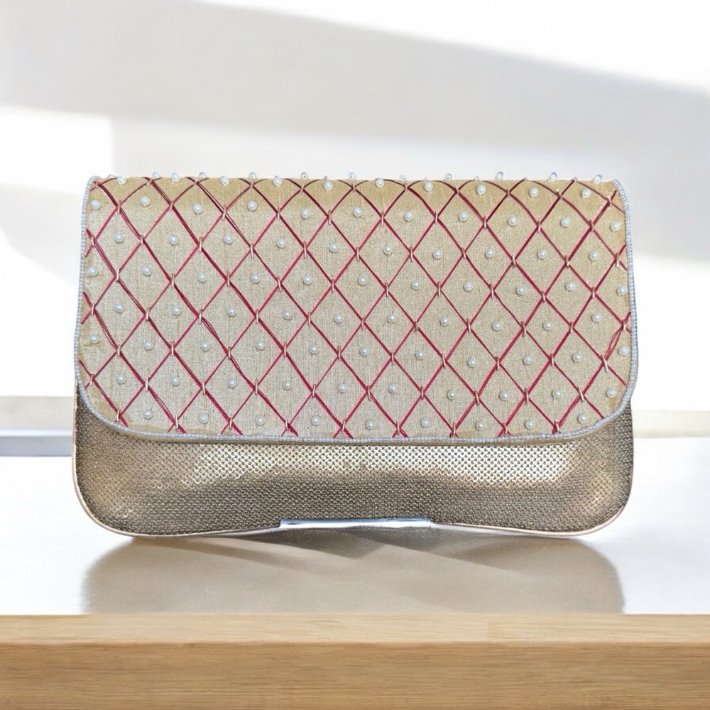 Chic Gold and Red Women's Clutch